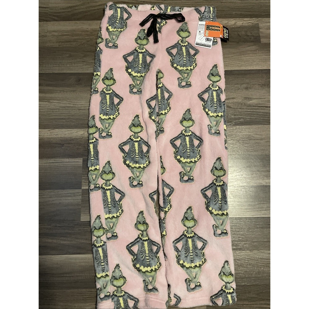 The Grinch Glow In The Dark Pink Fleece Pajama Pants! Christmas (Medium)